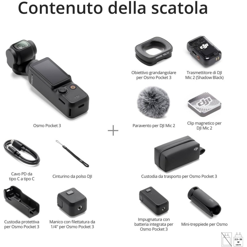 DJI Osmo Pocket 3 Creator Combo, fotocamera digitale con CMOS da 1'' e video 4K/120fps, stabilizzazione a 3 assi, tracciamento volti/oggetti, messa a fuoco rapida, microfono incluso, vlog camera DJI Osmo Pocket 3 Creator Combo, fotocamera digitale con CMOS da 1'' e video 4K/120fps, stabilizzazione a 3 assi, tracciamento volti/oggetti, messa a fuoco rapida, microfono incluso, vlog camera