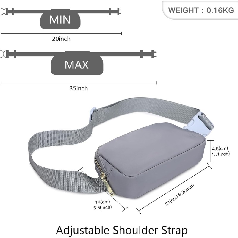 Miss Lulu Borsa Tracolla Donna Nero Nylon Impermeabile, Borse Mezzaluna Marsupio Spalla Con con Tracolla Regolabile, Messenger Crossbody Bag per Shopping Viaggio - 3-2 Grigio