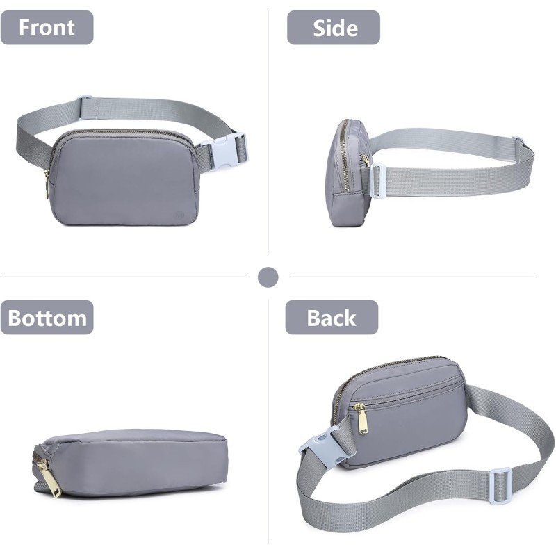 Miss Lulu Borsa Tracolla Donna Nero Nylon Impermeabile, Borse Mezzaluna Marsupio Spalla Con con Tracolla Regolabile, Messenger Crossbody Bag per Shopping Viaggio - 3-2 Grigio