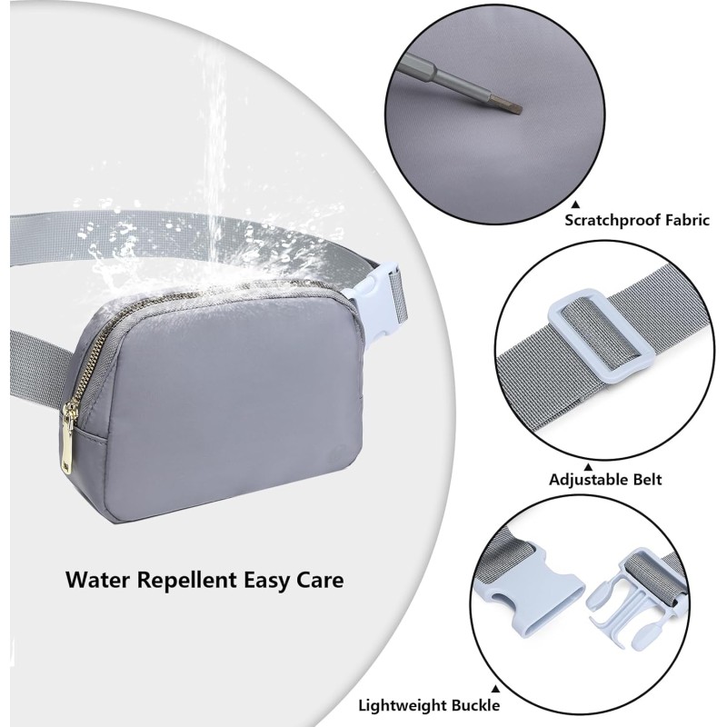 Miss Lulu Borsa Tracolla Donna Nero Nylon Impermeabile, Borse Mezzaluna Marsupio Spalla Con con Tracolla Regolabile, Messenger Crossbody Bag per Shopping Viaggio - 3-2 Grigio