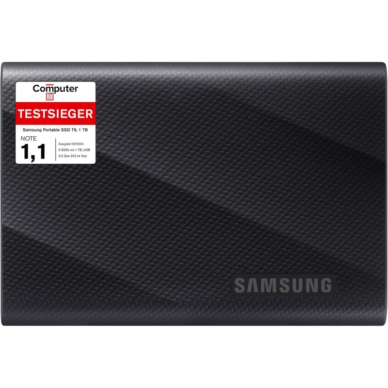 Samsung Memorie T9 MU-PG1T0B SSD Esterno Portatile da 1TB, USB 3.2 Gen 2x2, 20 Gbps, Nero - 1 TB