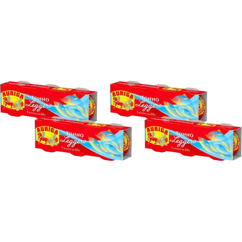 Tonno Auriga leggero 60grx3 (Confezione da 4) - 180 g (Confezione da 4)
