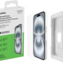 Belkin ScreenForce TemperedGlass Proteggi schermo antimicrobico, pellicola protettiva, vetro temprato per iPhone 15/14 Pro, trasparente, antigraffio, include supporto per un'applicazione senza bolle
