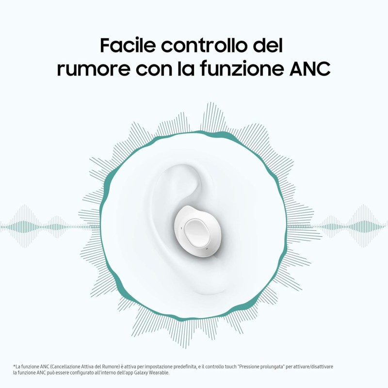 Samsung Galaxy Buds FE Cuffie Bluetooth True Wireless, Cancellazione attiva dei rumori (ANC), Fit Ergonomico, 3 Microfoni, Controlli touch, Bassi profondi, Graphite 2023 [Versione Italiana] - Graphite