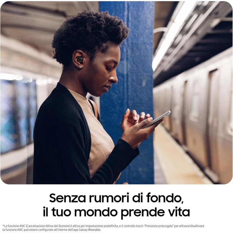 Samsung Galaxy Buds FE Cuffie Bluetooth True Wireless, Cancellazione attiva dei rumori (ANC), Fit Ergonomico, 3 Microfoni, Controlli touch, Bassi profondi, Graphite 2023 [Versione Italiana] - Graphite
