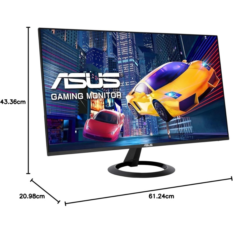 ASUS VZ27EHF Monitor Gaming Eye Care da 27” pollici, Full HD (1920x1080), IPS, Frameless, 100 Hz, Adaptative-Sync, Tempo di Risposta 1 ms, HDMI, Filtro Luci Blu, Antisfarfallio, Nero