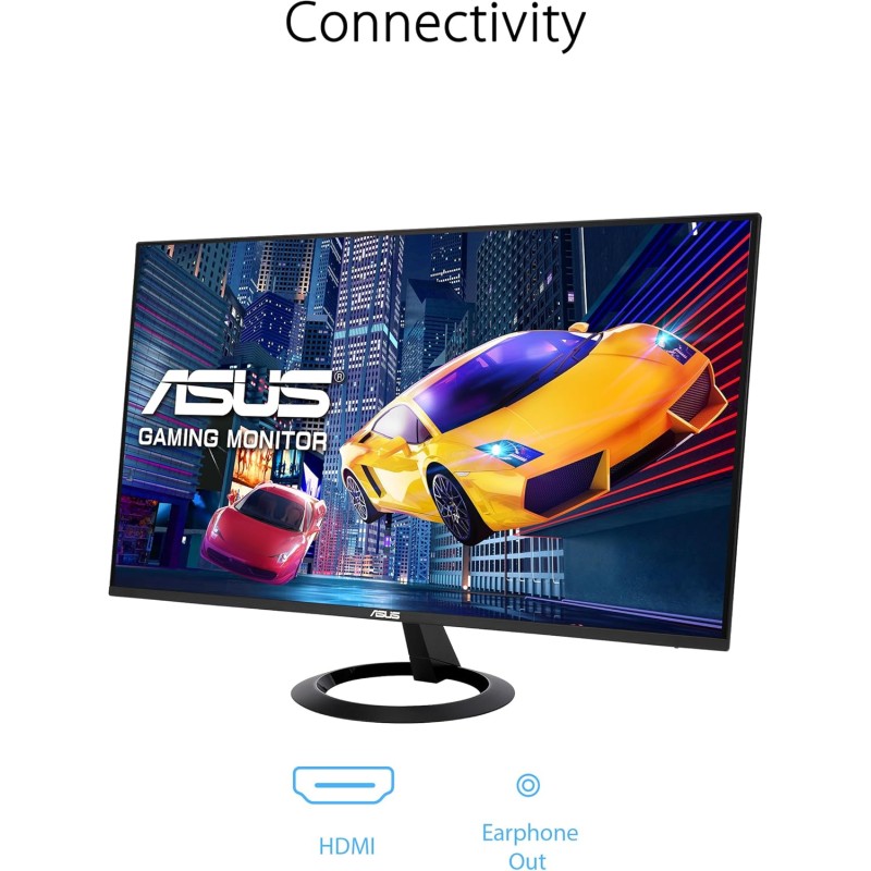 ASUS VZ27EHF Monitor Gaming Eye Care da 27” pollici, Full HD (1920x1080), IPS, Frameless, 100 Hz, Adaptative-Sync, Tempo di Risposta 1 ms, HDMI, Filtro Luci Blu, Antisfarfallio, Nero