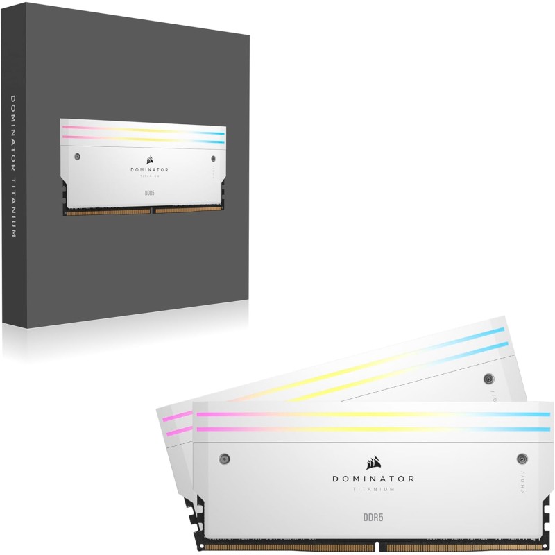 CORSAIR DOMINATOR TITANIUM RGB DDR5 RAM 48GB (2x24GB) DDR5 7200MHz CL36 Intel XMP iCUE Memoria Compatibile Per Computer - Bianco (CMP48GX5M2X7200C36W) - 48GB (2x24GB) Bianco CORSAIR DOMINATOR TITANIUM RGB DDR5 RAM 48GB (2x24GB) DDR5 7200MHz CL36 Intel XMP iCUE Memoria Compatibile Per Computer - Bianco (CMP48GX5M2X7200C36W) - 48GB (2x24GB) Bianco