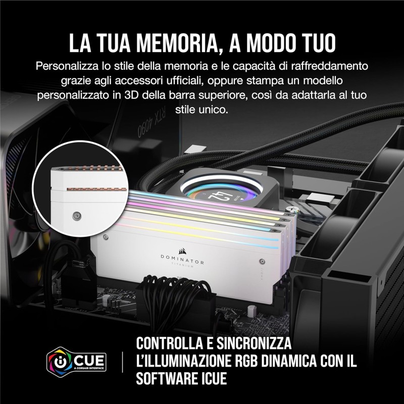 CORSAIR DOMINATOR TITANIUM RGB DDR5 RAM 48GB (2x24GB) DDR5 7200MHz CL36 Intel XMP iCUE Memoria Compatibile Per Computer - Bianco (CMP48GX5M2X7200C36W) - 48GB (2x24GB) Bianco CORSAIR DOMINATOR TITANIUM RGB DDR5 RAM 48GB (2x24GB) DDR5 7200MHz CL36 Intel XMP iCUE Memoria Compatibile Per Computer - Bianco (CMP48GX5M2X7200C36W) - 48GB (2x24GB) Bianco