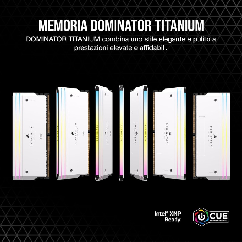 CORSAIR DOMINATOR TITANIUM RGB DDR5 RAM 48GB (2x24GB) DDR5 7200MHz CL36 Intel XMP iCUE Memoria Compatibile Per Computer - Bianco (CMP48GX5M2X7200C36W) - 48GB (2x24GB) Bianco CORSAIR DOMINATOR TITANIUM RGB DDR5 RAM 48GB (2x24GB) DDR5 7200MHz CL36 Intel XMP iCUE Memoria Compatibile Per Computer - Bianco (CMP48GX5M2X7200C36W) - 48GB (2x24GB) Bianco