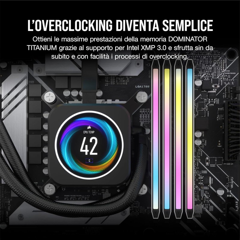 CORSAIR DOMINATOR TITANIUM RGB DDR5 RAM 48GB (2x24GB) DDR5 7200MHz CL36 Intel XMP iCUE Memoria Compatibile Per Computer - Bianco (CMP48GX5M2X7200C36W) - 48GB (2x24GB) Bianco CORSAIR DOMINATOR TITANIUM RGB DDR5 RAM 48GB (2x24GB) DDR5 7200MHz CL36 Intel XMP iCUE Memoria Compatibile Per Computer - Bianco (CMP48GX5M2X7200C36W) - 48GB (2x24GB) Bianco