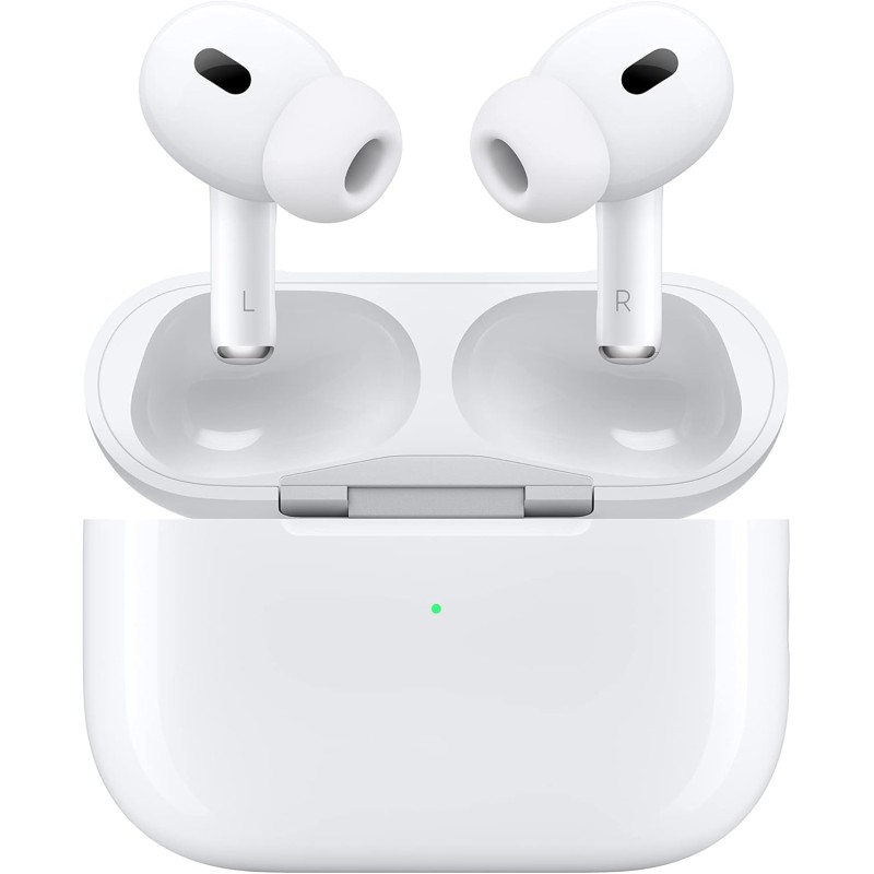 Apple AirPods Pro 2 Auricolari wireless, Auricolari Bluetooth, Cancellazione attiva del rumore, Funzione Apparecchio acustico, Trasparenza, Audio spaziale personalizzato, Alta fedeltà, Ricarica USB-C