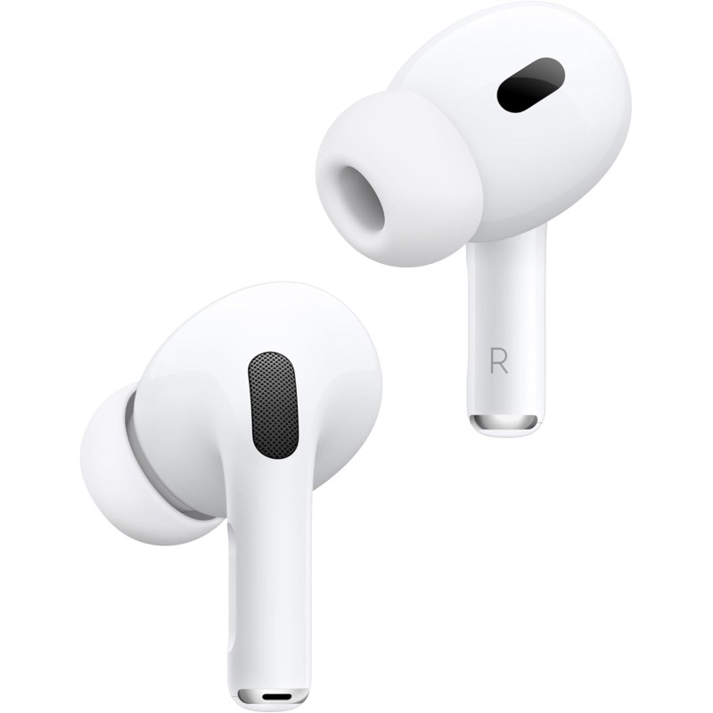 Apple AirPods Pro 2 Auricolari wireless, Auricolari Bluetooth, Cancellazione attiva del rumore, Funzione Apparecchio acustico, Trasparenza, Audio spaziale personalizzato, Alta fedeltà, Ricarica USB-C