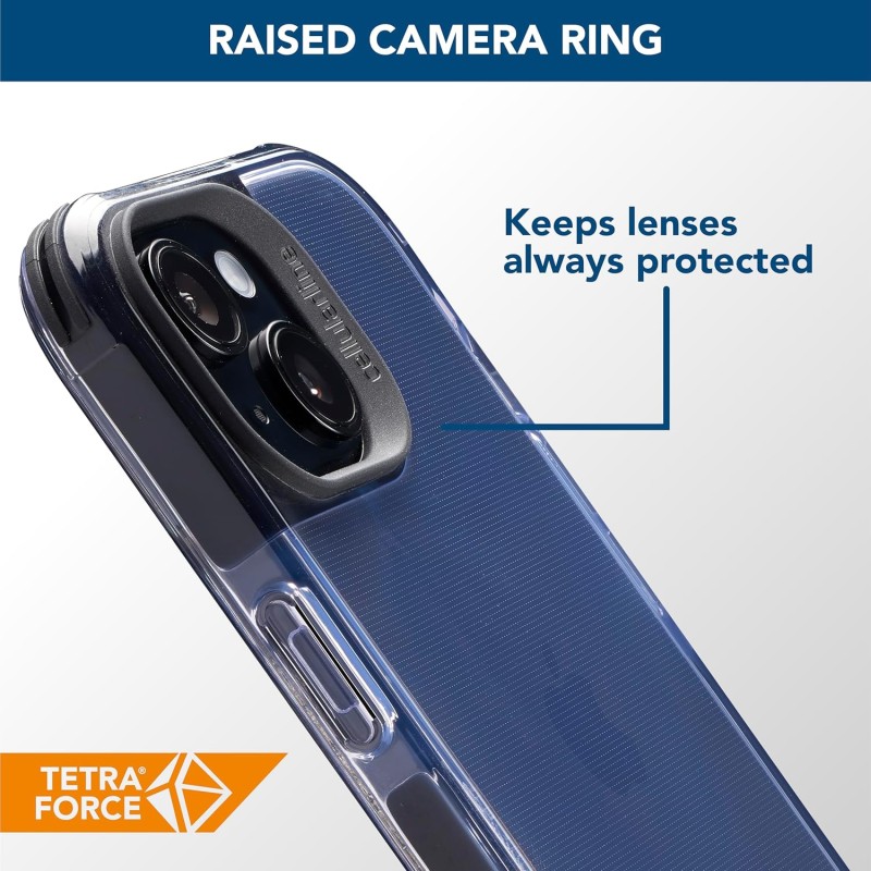 cellularline - Tetra Force Strong Guard - iPhone 15 - Custodia flessibile Ultra-Protettiva, Anti-Shock con Tecnologia Antibatterica Integrata - Trasparente