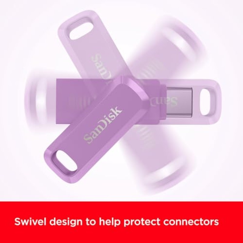 SanDisk Ultra Dual Drive Go 64GB Unità Flash (con Connettori USB reversibili di Tipo C e Tipo A, per Smartphone, Tablet, Mac e Computer, Fino a 300 MB/s, Chiavetta USB Type-C )Lavender - 64 GB Go Lavender