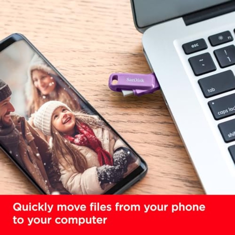 SanDisk Ultra Dual Drive Go 64GB Unità Flash (con Connettori USB reversibili di Tipo C e Tipo A, per Smartphone, Tablet, Mac e Computer, Fino a 300 MB/s, Chiavetta USB Type-C )Lavender - 64 GB Go Lavender