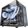 Mars Gaming MC-NOVAM, Case Compatto Custom MicroATX, Vetro Temperato Continuo Doppia Finestra, Telaio Modulare Doppia Camera, Griglia Frontale, Supporto Raffreddamento Liquido, Connettore USB-C, Nero
