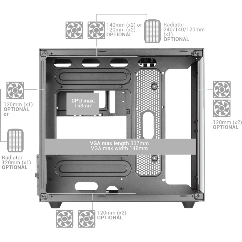 Mars Gaming MC-NOVAM, Case Compatto Custom MicroATX, Vetro Temperato Continuo Doppia Finestra, Telaio Modulare Doppia Camera, Griglia Frontale, Supporto Raffreddamento Liquido, Connettore USB-C,Bianco Mars Gaming MC-NOVAM, Case Compatto Custom MicroATX, Vetro Temperato Continuo Doppia Finestra, Telaio Modulare Doppia Camera, Griglia Frontale, Supporto Raffreddamento Liquido, Connettore USB-C,Bianco