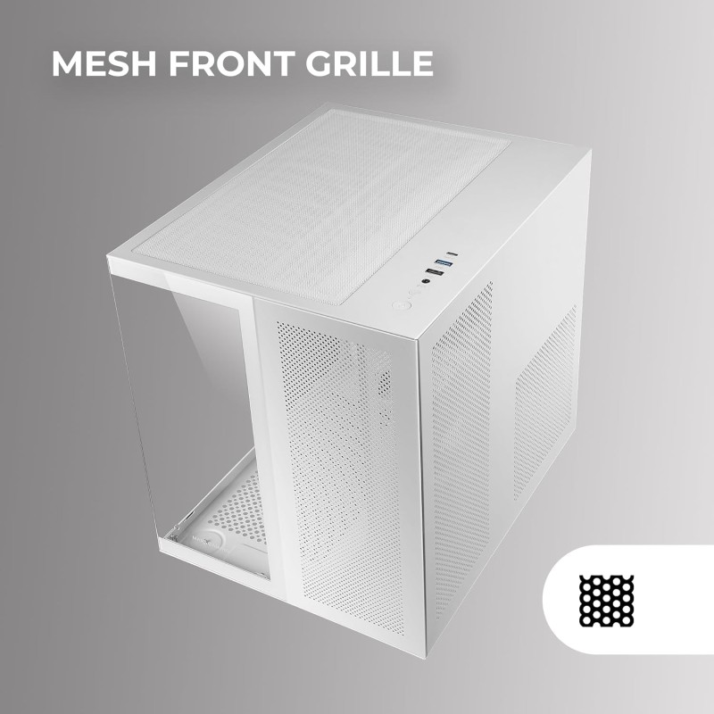 Mars Gaming MC-NOVAM, Case Compatto Custom MicroATX, Vetro Temperato Continuo Doppia Finestra, Telaio Modulare Doppia Camera, Griglia Frontale, Supporto Raffreddamento Liquido, Connettore USB-C,Bianco Mars Gaming MC-NOVAM, Case Compatto Custom MicroATX, Vetro Temperato Continuo Doppia Finestra, Telaio Modulare Doppia Camera, Griglia Frontale, Supporto Raffreddamento Liquido, Connettore USB-C,Bianco