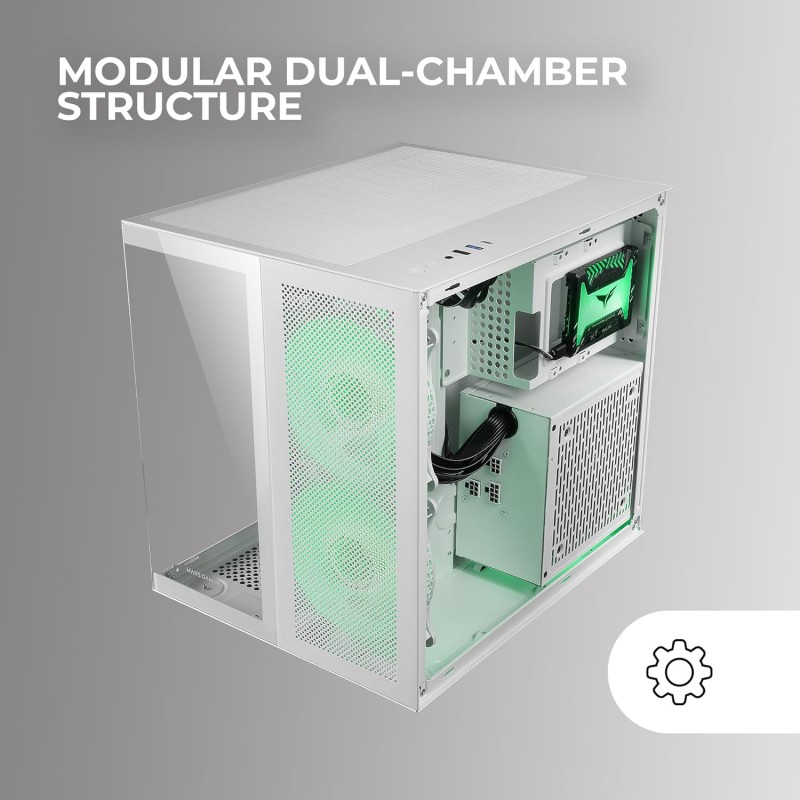 Mars Gaming MC-NOVAM, Case Compatto Custom MicroATX, Vetro Temperato Continuo Doppia Finestra, Telaio Modulare Doppia Camera, Griglia Frontale, Supporto Raffreddamento Liquido, Connettore USB-C,Bianco Mars Gaming MC-NOVAM, Case Compatto Custom MicroATX, Vetro Temperato Continuo Doppia Finestra, Telaio Modulare Doppia Camera, Griglia Frontale, Supporto Raffreddamento Liquido, Connettore USB-C,Bianco