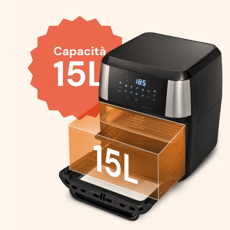 Avilia Forno Multifunzione Friggitrice ad Aria XXL 14Litri - 50 pezzi di carta da forno in omaggio, Air Fryer Risparmio Energetico, Senza Olio con 10 Funzioni su LED Display,1700W