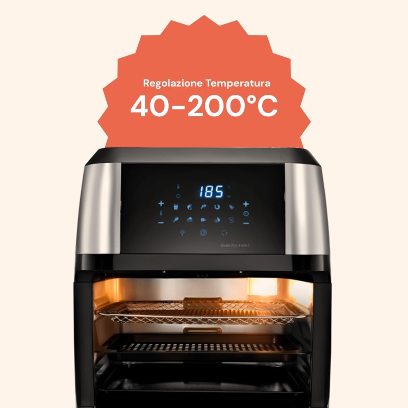 Avilia Forno Multifunzione Friggitrice ad Aria XXL 14Litri - 50 pezzi di carta da forno in omaggio, Air Fryer Risparmio Energetico, Senza Olio con 10 Funzioni su LED Display,1700W