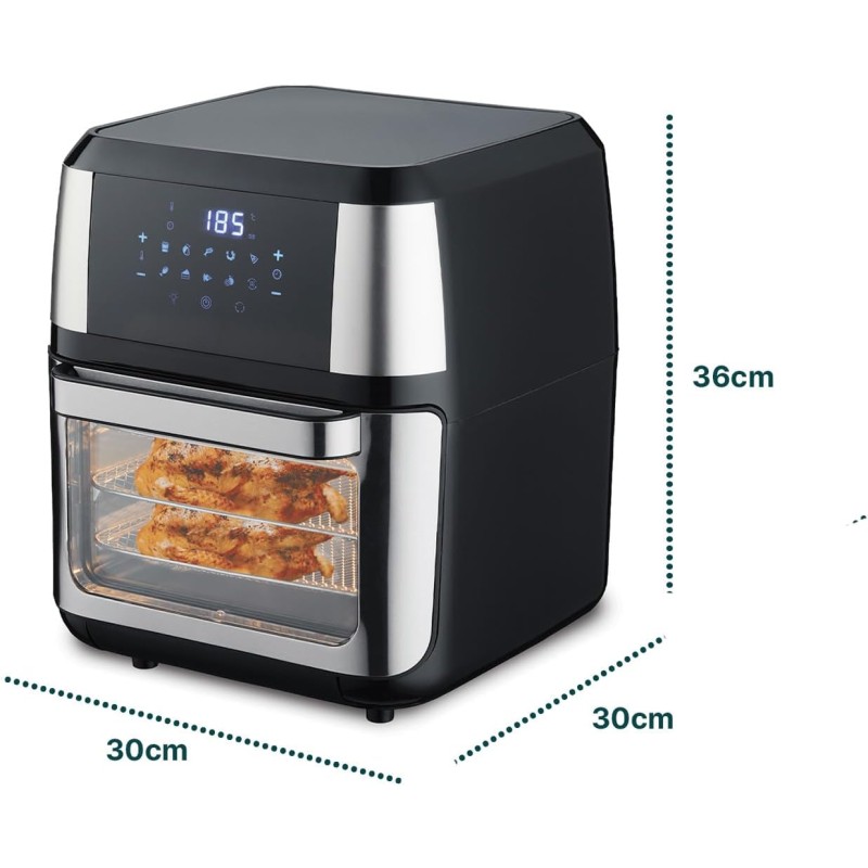 Avilia Forno Multifunzione Friggitrice ad Aria XXL 14Litri - 50 pezzi di carta da forno in omaggio, Air Fryer Risparmio Energetico, Senza Olio con 10 Funzioni su LED Display,1700W