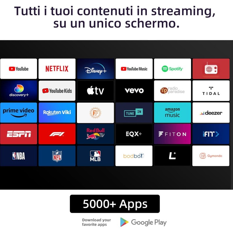 CHiQ TV L40G7V da 40 pollici, Google TV, FHD, Design senza cornice, Assistente Google, Google Play, Chromecast integrato, Triplo sintonizzatore (DVB-T2/S2/C), 5G Wi-Fi, Bluetooth, HDMI ARC, USB2.0 - 40”