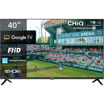 CHiQ TV L40G7V da 40 pollici, Google TV, FHD, Design senza cornice, Assistente Google, Google Play, Chromecast integrato, Triplo sintonizzatore (DVB-T2/S2/C), 5G Wi-Fi, Bluetooth, HDMI ARC, USB2.0 - 40”