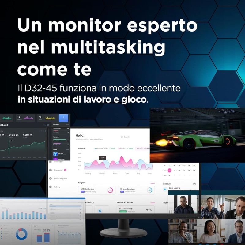 Lenovo D32-45 Monitor - Display 31.5 pollici FullHD (1920 x 1080, VA, 4ms, 60Hz, Cavo HDMI, Input HDMI + VGA) - Raven Black - Esclusiva Amazon - FHD | 60Hz