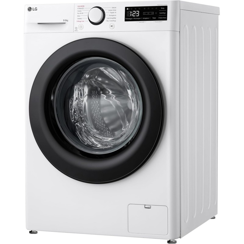 LG AI DD D4R3009NSWB Lavasciuga 9 / 6kg Serie R3 Classe A-10%/D, Lavatrice e Asciugatrice Insieme, 1400 giri, Lavaggio a Vapore, Eco Hybrid, Allergy Care, Motore Inverter Direct Drive, Bianca LG AI DD D4R3009NSWB Lavasciuga 9 / 6kg Serie R3 Classe A-10%/D, Lavatrice e Asciugatrice Insieme, 1400 giri, Lavaggio a Vapore, Eco Hybrid, Allergy Care, Motore Inverter Direct Drive, Bianca
