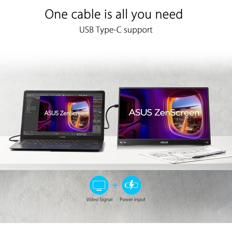 ASUS ZenScreen MB16AHV Monitor Portatile da 16” pollici (15,6), Full HD (1920 x 1080), IPS, HDMI, USB Type-C, Filtro Luci Blu, Superficie Antiriflesso, Trattamento Antibatterico, Nero ASUS ZenScreen MB16AHV Monitor Portatile da 16” pollici (15,6), Full HD (1920 x 1080), IPS, HDMI, USB Type-C, Filtro Luci Blu, Superficie Antiriflesso, Trattamento Antibatterico, Nero