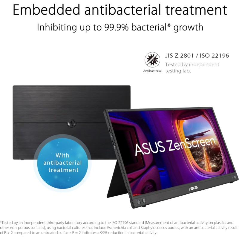 ASUS ZenScreen MB16AHV Monitor Portatile da 16” pollici (15,6), Full HD (1920 x 1080), IPS, HDMI, USB Type-C, Filtro Luci Blu, Superficie Antiriflesso, Trattamento Antibatterico, Nero ASUS ZenScreen MB16AHV Monitor Portatile da 16” pollici (15,6), Full HD (1920 x 1080), IPS, HDMI, USB Type-C, Filtro Luci Blu, Superficie Antiriflesso, Trattamento Antibatterico, Nero