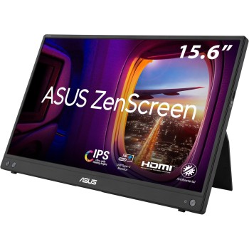 ASUS ZenScreen MB16AHV Monitor Portatile da 16” pollici (15,6), Full HD (1920 x 1080), IPS, HDMI, USB Type-C, Filtro Luci Blu, Superficie Antiriflesso, Trattamento Antibatterico, Nero