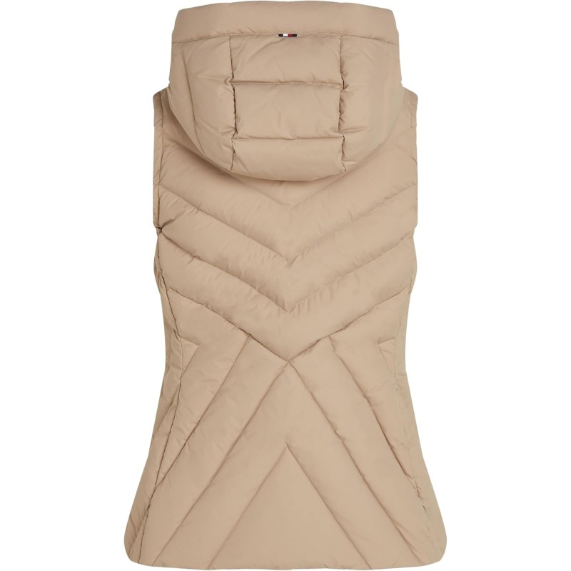 Tommy Hilfiger Donna Gilet Chevron Vest Gilet Imbottito con Cappuccio - 3XL Beige (Beige) Tommy Hilfiger Donna Gilet Chevron Vest Gilet Imbottito con Cappuccio - 3XL Beige (Beige)