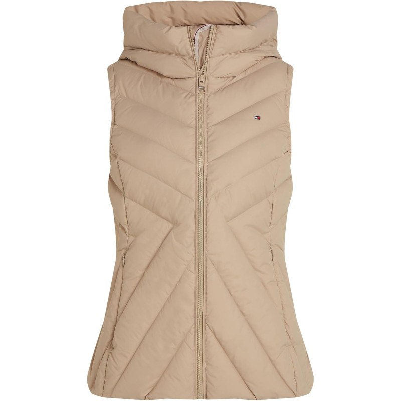 Tommy Hilfiger Donna Gilet Chevron Vest Gilet Imbottito con Cappuccio - 3XL Beige (Beige) Tommy Hilfiger Donna Gilet Chevron Vest Gilet Imbottito con Cappuccio - 3XL Beige (Beige)