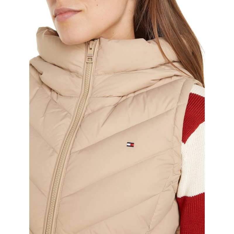 Tommy Hilfiger Donna Gilet Chevron Vest Gilet Imbottito con Cappuccio - 3XL Beige (Beige) Tommy Hilfiger Donna Gilet Chevron Vest Gilet Imbottito con Cappuccio - 3XL Beige (Beige)