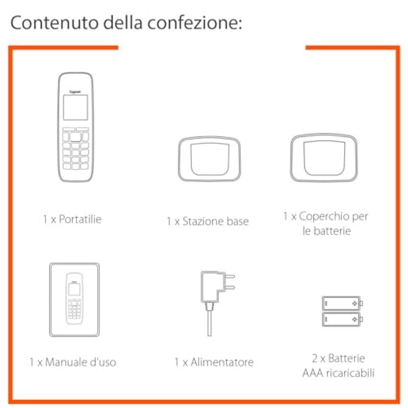 Gigaset PURE 120 - Telefono cordless - Protezione dalle chiamate indesiderate, Nero Antracite [Compatibile in IT, DE, FR, NL, BE, CHE, AUT] - Singolo