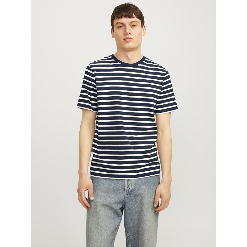 JACK & JONES Jjeorganic Basic Tee SS O-Neck Noos T-Shirt Uomo - S Navy Blazer/Stripes: Cloud Dancer JACK & JONES Jjeorganic Basic Tee SS O-Neck Noos T-Shirt Uomo - S Navy Blazer/Stripes: Cloud Dancer
