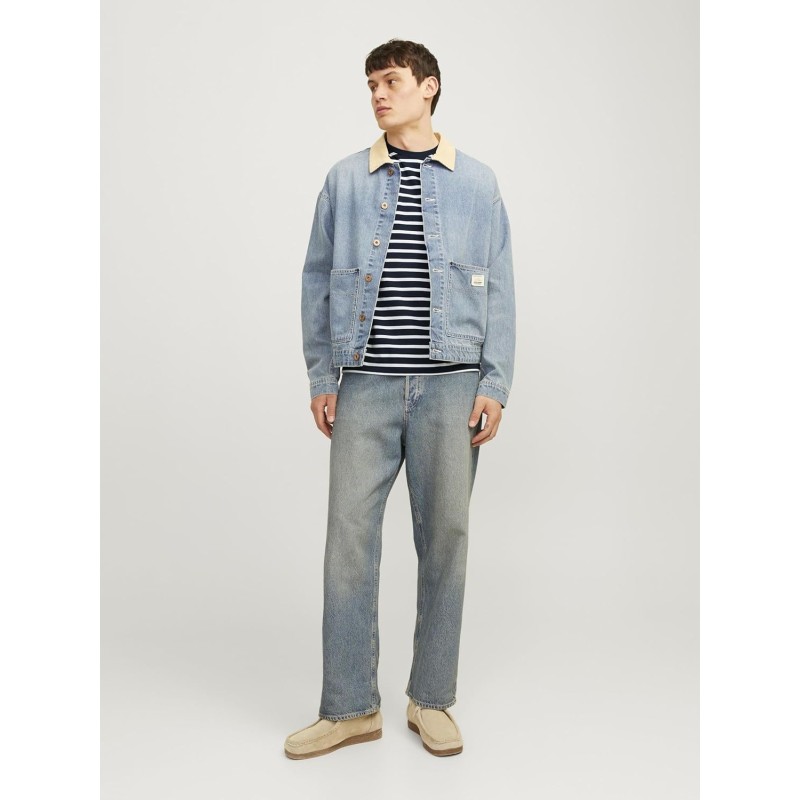 JACK & JONES Jjeorganic Basic Tee SS O-Neck Noos T-Shirt Uomo - XS Navy Blazer/Stripes: Cloud Dancer JACK & JONES Jjeorganic Basic Tee SS O-Neck Noos T-Shirt Uomo - XS Navy Blazer/Stripes: Cloud Dancer