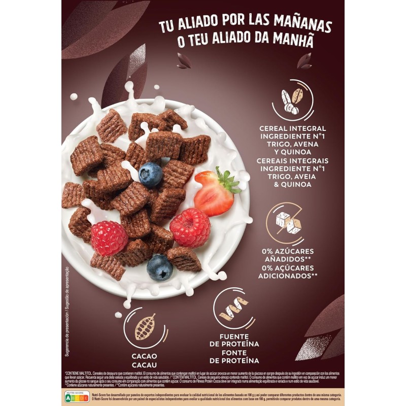 FITNESS Protein Cacao Cereali Integrali con Frumento, Avena e Quinoa 310g FITNESS Protein Cacao Cereali Integrali con Frumento, Avena e Quinoa 310g