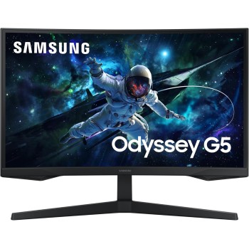Samsung Monitor Gaming Odyssey G5 (S27CG554), Curvo (1000R), 27", 2560x1440 (WQHD 2K), HDR10, VA, 165 Hz, 1 ms (MPRT), FreeSync, HDMI, Display Port, Ingresso Audio, Flicker Free, Eye Saver Mode - 27'' Samsung Monitor Gaming Odyssey G5 (S27CG554), Curvo (1000R), 27", 2560x1440 (WQHD 2K), HDR10, VA, 165 Hz, 1 ms (MPRT), FreeSync, HDMI, Display Port, Ingresso Audio, Flicker Free, Eye Saver Mode - 27''