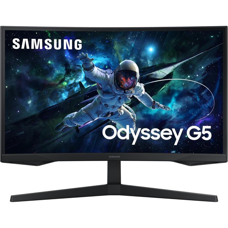 Samsung Monitor Gaming Odyssey G5 (S27CG554), Curvo (1000R), 27", 2560x1440 (WQHD 2K), HDR10, VA, 165 Hz, 1 ms (MPRT), FreeSync, HDMI, Display Port, Ingresso Audio, Flicker Free, Eye Saver Mode - 27''