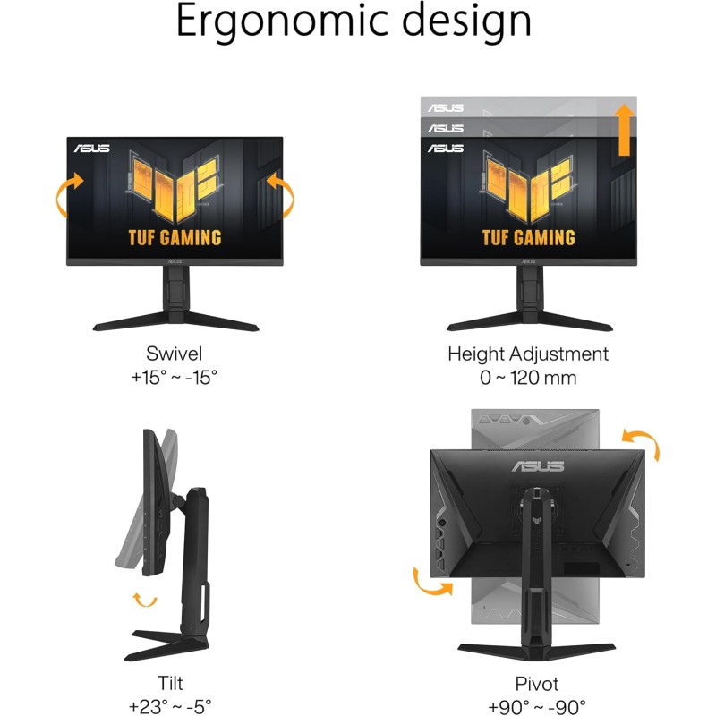 ASUS TUF Gaming VG249QL3A Monitor Gaming da 24” pollici (23.8), Full HD (1920x1080), 180Hz, IPS veloce, ELMB, Tempo di Risposta 1ms (GTG), FreeSync Premium, G-Sync, Variable Overdrive, 99% sRGB, Nero - 24" ASUS TUF Gaming VG249QL3A Monitor Gaming da 24” pollici (23.8), Full HD (1920x1080), 180Hz, IPS veloce, ELMB, Tempo di Risposta 1ms (GTG), FreeSync Premium, G-Sync, Variable Overdrive, 99% sRGB, Nero - 24"