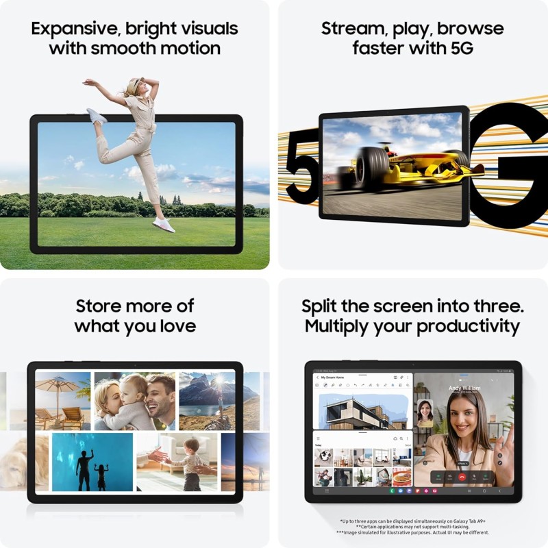 Samsung Galaxy Tab A9+, Display 11.0" TFT LCD PLS, Wi-Fi, RAM 8GB, 128GB, 7.040 mAh, Qualcomm SM6375, Android 13, Navy, [Versione italiana] 2023 - RAM 8 GB / 128 GB