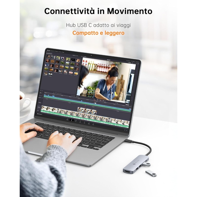 NOVOO USB C Hub with HDMI 4K, 100W PD, 3 USB Data Ports USB C 5Gbps Dock USB C Adapter for iPhone 15/15 Pro, MacBook Pro/Air M1 M2, iPad Pro, Surface, XPS, Thinkpad, Galaxy and More