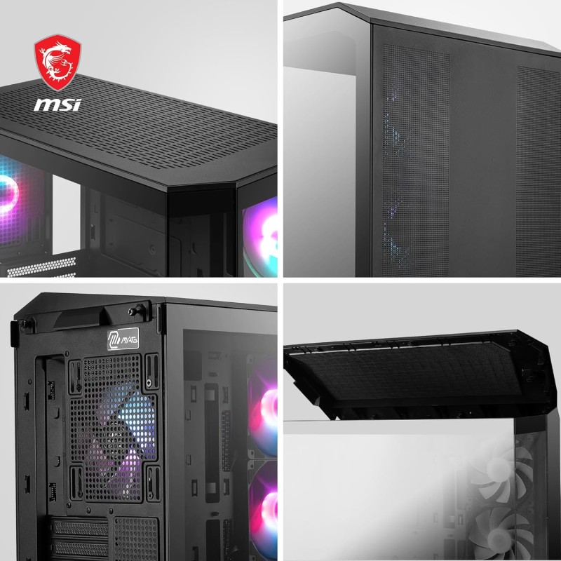 MSI MAG PANO M100R PZ Micro-ATX Case - 3 ventole ARGB da 120 mm e 1 ventola ARGB da 120mm, supporto per GPU, filtri antipolvere, spazio per il routing dei cavi di 33 mm, USB Type-C (20Gbps) - M100R / Micro-ATX MSI MAG PANO M100R PZ Micro-ATX Case - 3 ventole ARGB da 120 mm e 1 ventola ARGB da 120mm, supporto per GPU, filtri antipolvere, spazio per il routing dei cavi di 33 mm, USB Type-C (20Gbps) - M100R / Micro-ATX