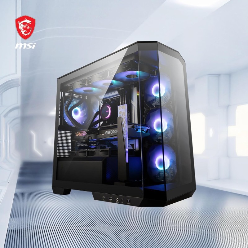 MSI MAG PANO M100R PZ Micro-ATX Case - 3 ventole ARGB da 120 mm e 1 ventola ARGB da 120mm, supporto per GPU, filtri antipolvere, spazio per il routing dei cavi di 33 mm, USB Type-C (20Gbps) - M100R / Micro-ATX MSI MAG PANO M100R PZ Micro-ATX Case - 3 ventole ARGB da 120 mm e 1 ventola ARGB da 120mm, supporto per GPU, filtri antipolvere, spazio per il routing dei cavi di 33 mm, USB Type-C (20Gbps) - M100R / Micro-ATX