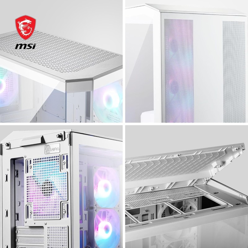 MSI MAG PANO M100R PZ WHITE Case PC Micro-ATX - 3 ventole ARGB da 120mm a lama inversa e 1 ventola ARGB da 120mm con Hub, Supporto GPU, Filtri Antipolvere, USB Type-C (20Gbps) - M100R / Micro-ATX MSI MAG PANO M100R PZ WHITE Case PC Micro-ATX - 3 ventole ARGB da 120mm a lama inversa e 1 ventola ARGB da 120mm con Hub, Supporto GPU, Filtri Antipolvere, USB Type-C (20Gbps) - M100R / Micro-ATX