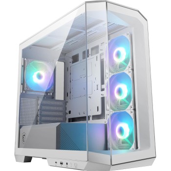 MSI MAG PANO M100R PZ WHITE Case PC Micro-ATX - 3 ventole ARGB da 120mm a lama inversa e 1 ventola ARGB da 120mm con Hub, Supporto GPU, Filtri Antipolvere, USB Type-C (20Gbps) - M100R / Micro-ATX
